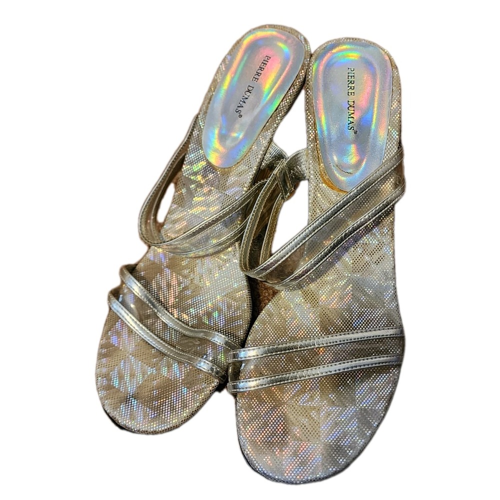 Pierre Dumas Vintage Holographic Silver Gold Wedges – Size 9 Never Worn Used Y2k